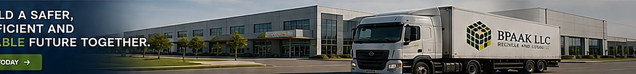 BPAAK LLC delivery truck parked outside a modern distribution center